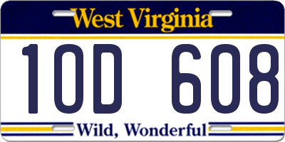 WV license plate 1OD608