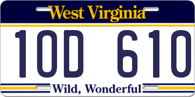 WV license plate 1OD610