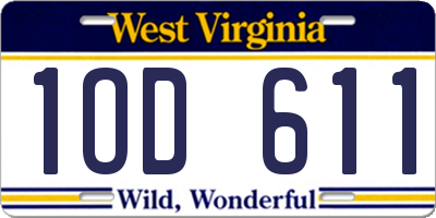 WV license plate 1OD611