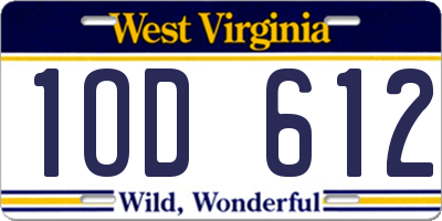 WV license plate 1OD612