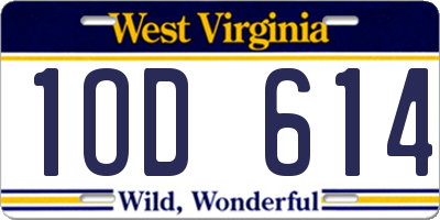 WV license plate 1OD614