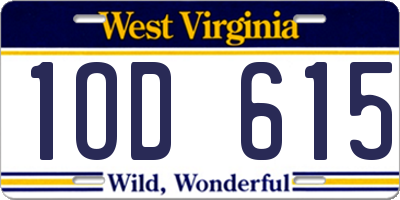 WV license plate 1OD615