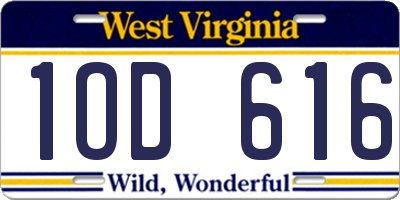 WV license plate 1OD616