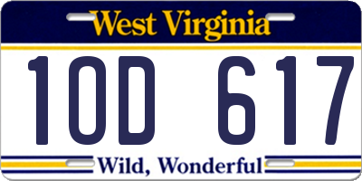 WV license plate 1OD617
