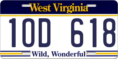 WV license plate 1OD618