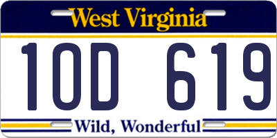 WV license plate 1OD619