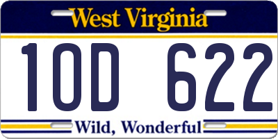 WV license plate 1OD622