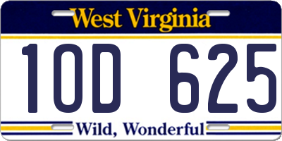 WV license plate 1OD625