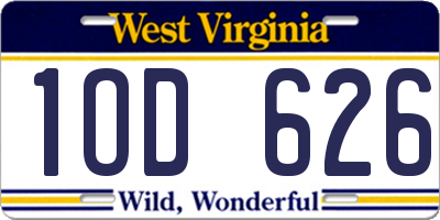 WV license plate 1OD626