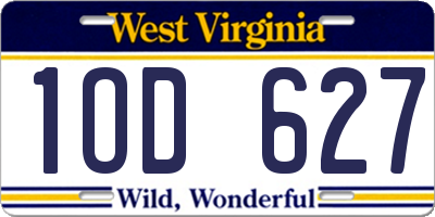 WV license plate 1OD627