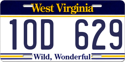 WV license plate 1OD629