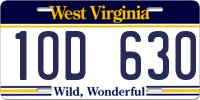 WV license plate 1OD630