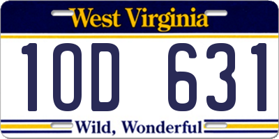 WV license plate 1OD631