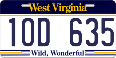 WV license plate 1OD635