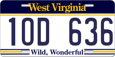 WV license plate 1OD636
