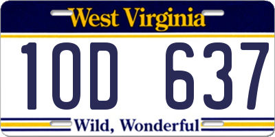 WV license plate 1OD637