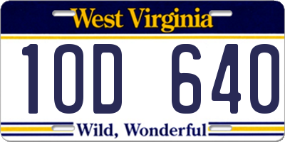 WV license plate 1OD640