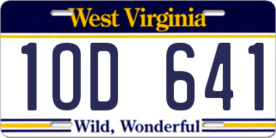 WV license plate 1OD641