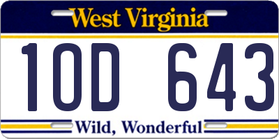 WV license plate 1OD643