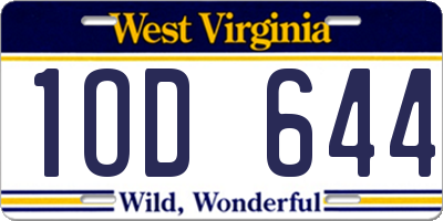 WV license plate 1OD644