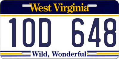 WV license plate 1OD648