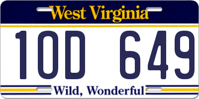 WV license plate 1OD649
