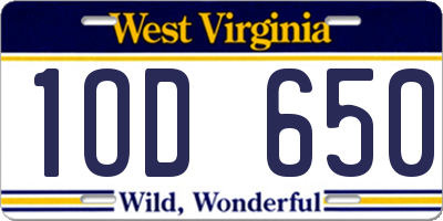 WV license plate 1OD650