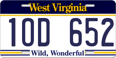 WV license plate 1OD652