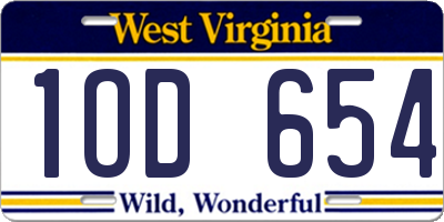 WV license plate 1OD654