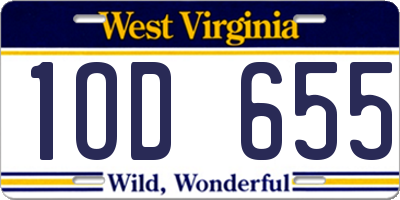 WV license plate 1OD655