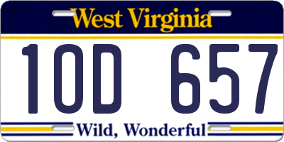 WV license plate 1OD657