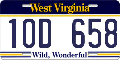 WV license plate 1OD658