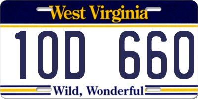WV license plate 1OD660