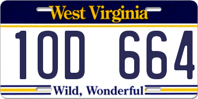 WV license plate 1OD664