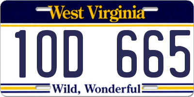 WV license plate 1OD665