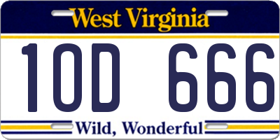 WV license plate 1OD666