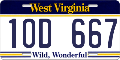 WV license plate 1OD667