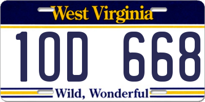 WV license plate 1OD668