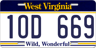 WV license plate 1OD669