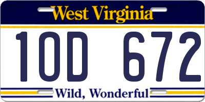 WV license plate 1OD672