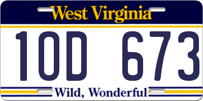 WV license plate 1OD673