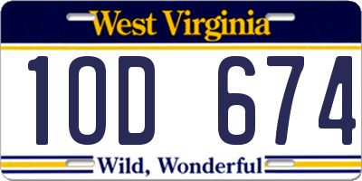 WV license plate 1OD674