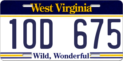 WV license plate 1OD675