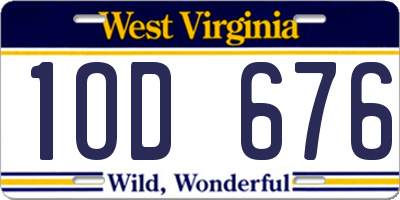 WV license plate 1OD676