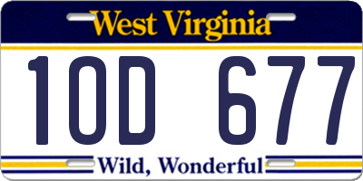 WV license plate 1OD677