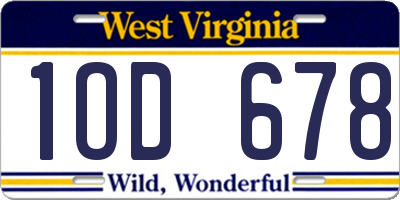 WV license plate 1OD678