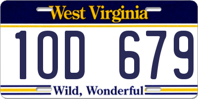 WV license plate 1OD679