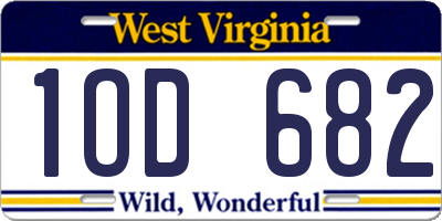 WV license plate 1OD682