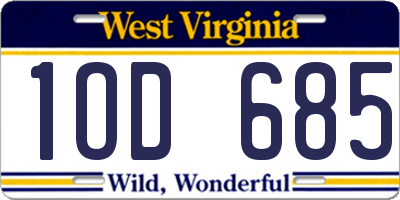 WV license plate 1OD685