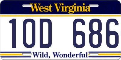 WV license plate 1OD686